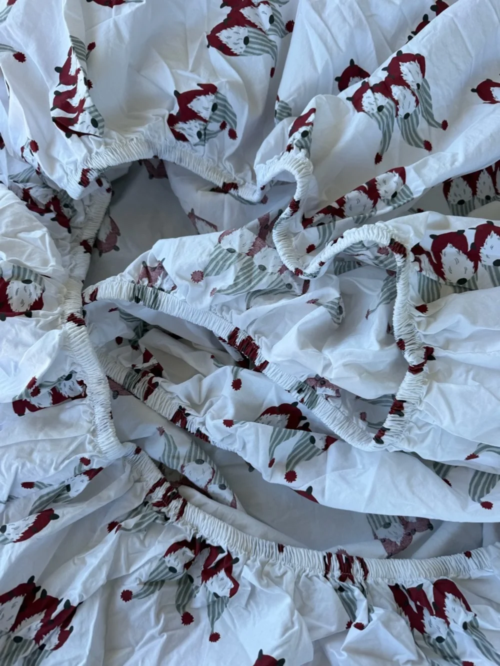 Pottery Barn Holiday Gnome 100% Organic Cotton 3-Piece Sheet Set Queen HTF GUC